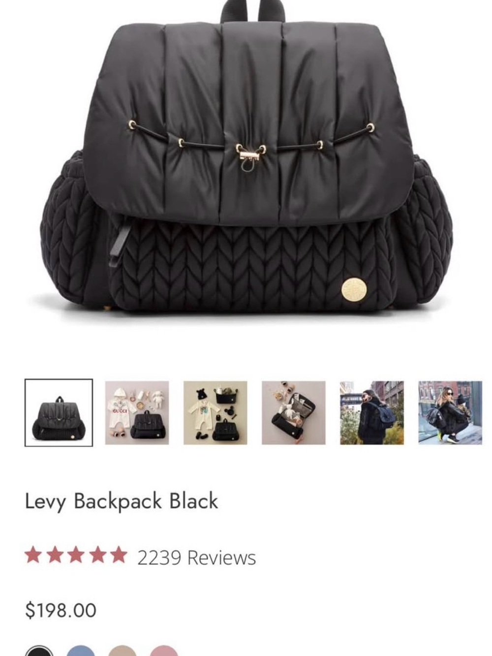 Levy Kids Quilted Black Backpack with Flap